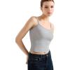 imageSUUKSESS Women Cotton Ribbed Going Out Camisole Top Y2k Spaghetti Strap Tank TopGrey