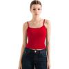 imageSUUKSESS Women Cotton Ribbed Going Out Camisole Top Y2k Spaghetti Strap Tank TopRed