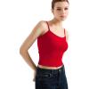 imageSUUKSESS Women Cotton Ribbed Going Out Camisole Top Y2k Spaghetti Strap Tank TopRed