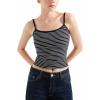imageSUUKSESS Women Cotton Ribbed Going Out Camisole Top Y2k Spaghetti Strap Tank TopStriped Black