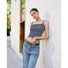 imageSUUKSESS Women Cotton Ribbed Going Out Camisole Top Y2k Spaghetti Strap Tank TopStriped Navy