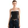 imageSUUKSESS Women Double Lined Spaghetti Strap Cami Going Out Y2k Sleeveless Tank TopsBlack