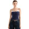 imageSUUKSESS Women Double Lined Spaghetti Strap Cami Going Out Y2k Sleeveless Tank TopsNavy Blue
