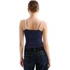 imageSUUKSESS Women Double Lined Spaghetti Strap Cami Going Out Y2k Sleeveless Tank TopsNavy Blue