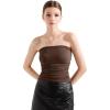 imageSUUKSESS Women Ribbed Going Out Trendy Tops Ruched Sexy Strapless Tube TopsBrown