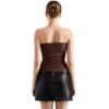 imageSUUKSESS Women Ribbed Going Out Trendy Tops Ruched Sexy Strapless Tube TopsBrown