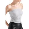 imageSUUKSESS Women Ribbed Going Out Trendy Tops Ruched Sexy Strapless Tube TopsFlower Grey