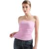 imageSUUKSESS Women Ribbed Going Out Trendy Tops Ruched Sexy Strapless Tube TopsPink