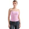 imageSUUKSESS Women Ribbed Going Out Trendy Tops Ruched Sexy Strapless Tube TopsPink