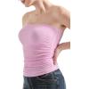 imageSUUKSESS Women Ribbed Going Out Trendy Tops Ruched Sexy Strapless Tube TopsPink