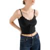 imageSUUKSESS Women Beach Vacation Tank Top Summer Adjustable Spaghetti Straps Cami Basic Crochet V Neck Crop CamisoleBlack