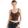 imageSUUKSESS Women Beach Vacation Tank Top Summer Adjustable Spaghetti Straps Cami Basic Crochet V Neck Crop CamisoleDark Brown