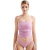 imageSUUKSESS Women Ribbed Going Out Trendy Tops Ruched Sexy Strapless Tube TopsPink