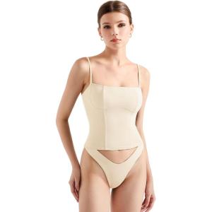 imageSUUKSESS Women Bustier No Boning Corset Tops Fitted Going Out Y2k Cami Tank TopsSoft Sand