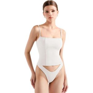 imageSUUKSESS Women Bustier No Boning Corset Tops Fitted Going Out Y2k Cami Tank TopsWhite