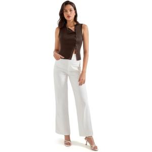 imageSUUKSESS Women Button Down Tank Top Sleeveless Summer Casual Vest Business Work Fitted ShirtBrown