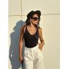imageSUUKSESS Women 2 Piece Thong Bodysuit Sexy V Neck Backless Sleeveless Tank Tops01 Pack Black  Nude