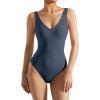 imageSUUKSESS Women 2 Piece Thong Bodysuit Sexy V Neck Backless Sleeveless Tank TopsPack Navy  White