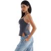 imageSUUKSESS Women Halter Double Lined Tank Top Backless Going Out Camisole Crop TopAsh