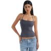 imageSUUKSESS Women Halter Double Lined Tank Top Backless Going Out Camisole Crop TopAsh
