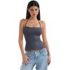 imageSUUKSESS Women Halter Double Lined Tank Top Backless Going Out Camisole Crop TopAsh