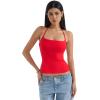 imageSUUKSESS Women Halter Double Lined Tank Top Backless Going Out Camisole Crop TopDream Red