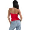 imageSUUKSESS Women Halter Double Lined Tank Top Backless Going Out Camisole Crop TopDream Red