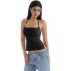 imageSUUKSESS Women Halter Double Lined Tank Top Backless Going Out Camisole Crop TopJet Black