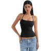 imageSUUKSESS Women Halter Double Lined Tank Top Backless Going Out Camisole Crop TopJet Black