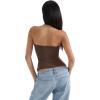 imageSUUKSESS Women Halter Double Lined Tank Top Backless Going Out Camisole Crop TopMocha