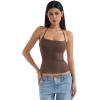 imageSUUKSESS Women Halter Double Lined Tank Top Backless Going Out Camisole Crop TopMocha