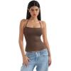 imageSUUKSESS Women Halter Double Lined Tank Top Backless Going Out Camisole Crop TopMocha