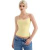 imageSUUKSESS Women Halter Double Lined Tank Top Backless Going Out Camisole Crop TopYellow