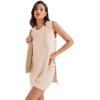 imageSUUKSESS Women 2 Piece Sleeveless Sweater Sets Casual Knit Shorts Matching Lounge SetsBeige