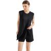imageSUUKSESS Women 2 Piece Sleeveless Sweater Sets Casual Knit Shorts Matching Lounge SetsBlack