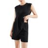 imageSUUKSESS Women 2 Piece Sleeveless Sweater Sets Casual Knit Shorts Matching Lounge SetsBlack