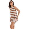 imageSUUKSESS Women 2 Piece Sleeveless Sweater Sets Casual Knit Shorts Matching Lounge SetsBrown White Stripe