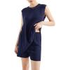 imageSUUKSESS Women 2 Piece Sleeveless Sweater Sets Casual Knit Shorts Matching Lounge SetsNavy Blue