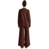 imageSUUKSESS Women 2 piece Fall outfits Long Sleeve Oversized Matching Lounge Set Waffle Knit Polo Sweater sets BrownS