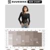 imageSUUKSESS Women Lace Long Sleeve Top Sexy Mesh Sheer Crew Neck T Shirts Y2k TopsLight Pink