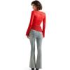 imageSUUKSESS Women Lace Long Sleeve Top Sexy Mesh Sheer Crew Neck T Shirts Y2k TopsRed