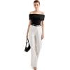 imageSUUKSESS Women Off Shoulder Going Out Sweaters Tops Short Sleeve Ribbed Knit Summer Sexy ShirtsBlack