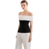 imageSUUKSESS Women Off Shoulder Going Out Sweaters Tops Short Sleeve Ribbed Knit Summer Sexy ShirtsBlack1