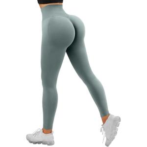 imageSUUKSESS Women Scrunch Butt Lifting Seamless Leggings Booty High Waisted Workout Yoga Pants1 Upgrade Light Green
