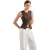 imageSUUKSESS Women Button Down Going Out Trendy Tops Ribbed Sexy Vest Y2K Tank TopsBrown
