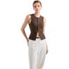 imageSUUKSESS Women Button Down Going Out Trendy Tops Ribbed Sexy Vest Y2K Tank TopsBrown