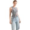 imageSUUKSESS Women Button Down Going Out Trendy Tops Ribbed Sexy Vest Y2K Tank TopsGrey