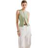 imageSUUKSESS Women Button Down Going Out Trendy Tops Ribbed Sexy Vest Y2K Tank TopsLight Green