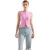 imageSUUKSESS Women Button Down Going Out Trendy Tops Ribbed Sexy Vest Y2K Tank TopsPink