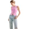 imageSUUKSESS Women Button Down Going Out Trendy Tops Ribbed Sexy Vest Y2K Tank TopsPink